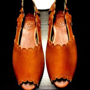 Brown Peep Toe Flats